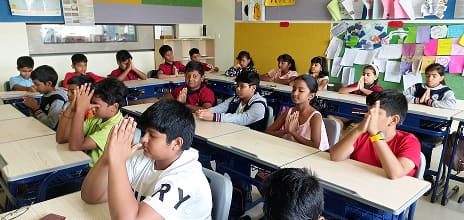 A mindfulness moment in class
